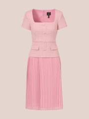 Adrianna Papell Pink Boucle Combo Midi Dress - Image 7 of 7