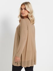 Yours Curve Brown Oversized Studded Embellished Mesh Top - Image 3 of 5