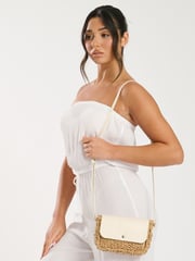 South Beach Brown Mini Straw Cross-Body Bag - Image 1 of 4