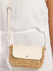 South Beach Brown Mini Straw Cross-Body Bag - Image 3 of 4