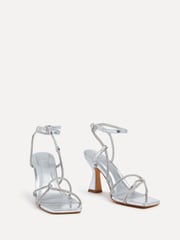 Linzi Silver Entice Diamante Embellished Strappy Heeled Sandals - Image 3 of 5
