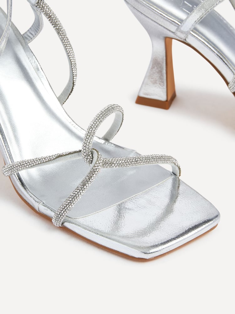 Linzi Silver Entice Diamante Embellished Strappy Heeled Sandals - Image 5 of 5 Linzi Silver Entice Diamante Embellished Strappy Heeled Sandals - Image 5 of 5