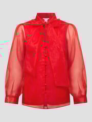 Monsoon Red Rosa Organza Pussybow Blouse - Image 5 of 5