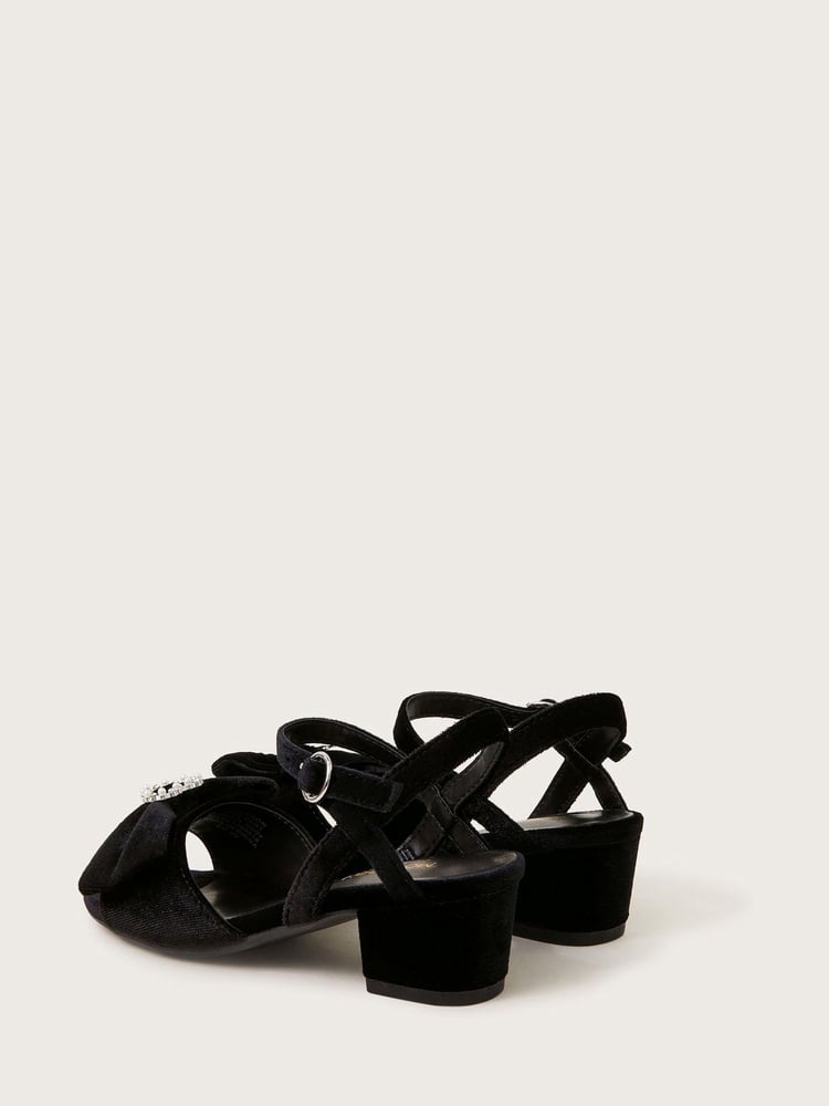 Monsoon Black Velvet Sling Back Bow Mini Heels - Image 2 of 3