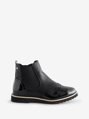 Pavers Black Wide-Fit Brogue Ankle Boots - Image 1 of 1
