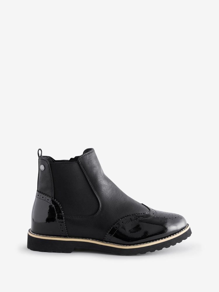 Pavers Black Wide-Fit Brogue Ankle Boots - Image 1 of 1