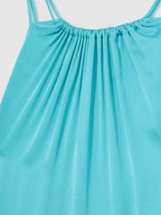 Reiss Blue Tallie Satin Halterneck Maxi Dress - Image 5 of 5