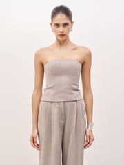 Because Of Alice Grey Herringbone Strapless Bodice Top - Image 1 of 6