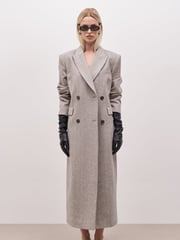 Because Of Alice Grey Oversized Herringbone Double Breasted Coat - Image 4 of 7
