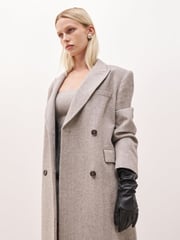Because Of Alice Grey Oversized Herringbone Double Breasted Coat - Image 5 of 7
