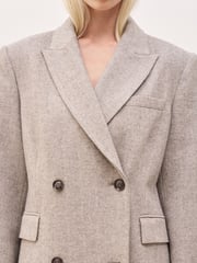 Because Of Alice Grey Oversized Herringbone Double Breasted Coat - Image 6 of 7