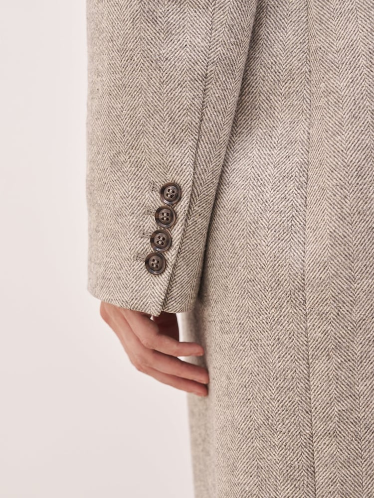 Because Of Alice Grey Oversized Herringbone Double Breasted Coat - Image 7 of 7