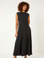 Roman Black High Neck Pleated Midi Dress - Image 2 of 5