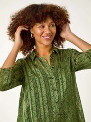 Roman Green Animal Print Collared Shirt - Image 2 of 5