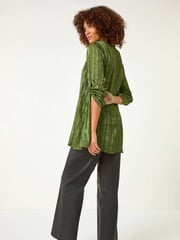 Roman Green Animal Print Collared Shirt - Image 4 of 5
