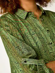 Roman Green Animal Print Collared Shirt - Image 5 of 5