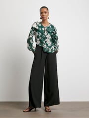 Joanna Hope Green Crinkle Chiffon Romantic Ruffle Blouse - Image 4 of 4