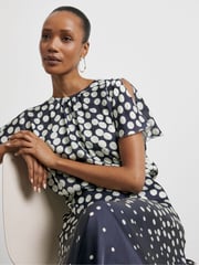 Joanna Hope Blue Split Sleeve Maxi Dress - Image 3 of 4