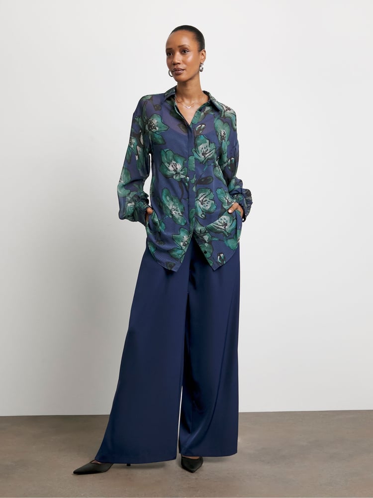 Joanna Hope Blue Wide Leg Trousers - Image 4 of 4