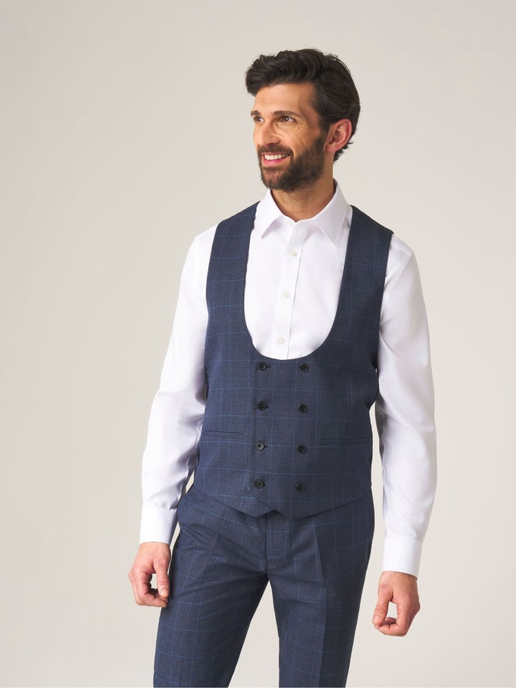 Skopes Blue Double Breasted Double Breasted Scoop Anello Suit Waistcoat - Image 1 of 4