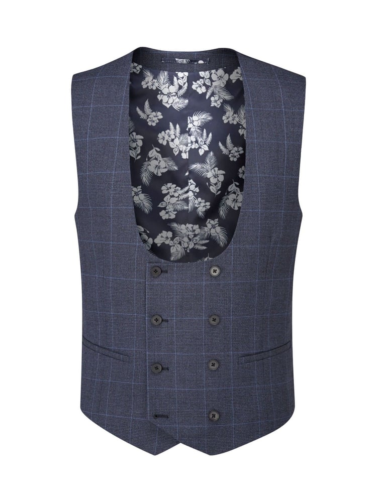 Skopes Blue Double Breasted Double Breasted Scoop Anello Suit Waistcoat - Image 4 of 4