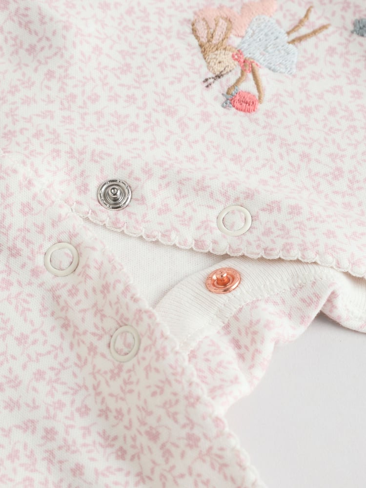 Pink 100% Cotton Frill Printed Sleepsuits 3 Pack (0-2yrs) - Image 12 of 12
