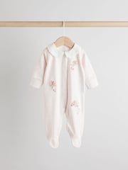 Pink 100% Cotton Frill Printed Sleepsuits 3 Pack (0-2yrs) - Image 2 of 12