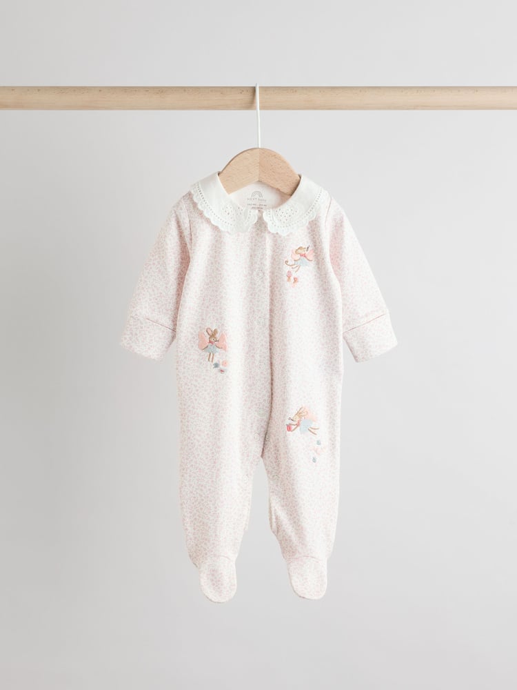 Pink 100% Cotton Frill Printed Sleepsuits 3 Pack (0-2yrs) - Image 2 of 12