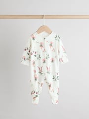 Pink 100% Cotton Frill Printed Sleepsuits 3 Pack (0-2yrs) - Image 3 of 12