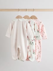 Pink 100% Cotton Frill Printed Sleepsuits 3 Pack (0-2yrs) - Image 5 of 12
