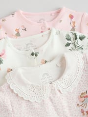 Pink 100% Cotton Frill Printed Sleepsuits 3 Pack (0-2yrs) - Image 8 of 12