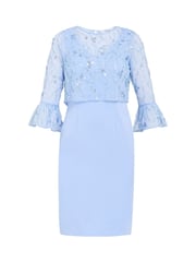 Gina Bacconi Blue Pippa Beaded Jacket With Fluted 3/4 Sleeve And Crepe Shift Dress - Image 5 of 5