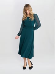 Gina Bacconi Green Piper Chiffon Sleeve Jersey Dress - Image 3 of 5