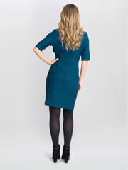Gina Bacconi Green Alexa Ribbed Fabric Layered Dress - Image 5 of 6