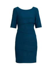 Gina Bacconi Green Alexa Ribbed Fabric Layered Dress - Image 6 of 6