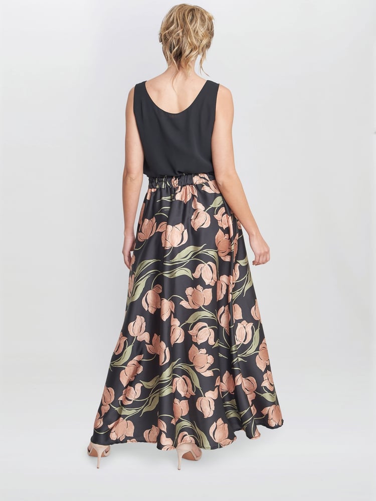 Gina Bacconi Dakota Satin Elastic Waist Black Skirt - Image 2 of 4