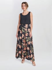 Gina Bacconi Dakota Satin Elastic Waist Black Skirt - Image 3 of 4