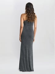 Gina Bacconi Blue Kasey Metallic Knit Dress - Image 3 of 7