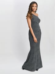 Gina Bacconi Blue Kasey Metallic Knit Dress - Image 4 of 7