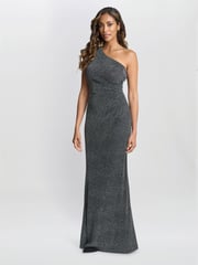 Gina Bacconi Blue Kasey Metallic Knit Dress - Image 6 of 7
