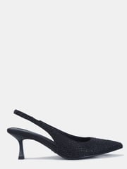 Novo Black Ionna Luxe Diamante Mid Heel Point Toe Slingback Courts - Image 2 of 4