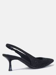 Novo Black Ionna Luxe Diamante Mid Heel Point Toe Slingback Courts - Image 3 of 4