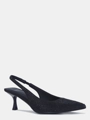 Novo Black Ionna Luxe Diamante Mid Heel Point Toe Slingback Courts - Image 4 of 4