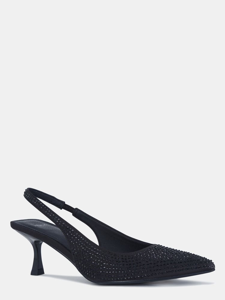 Novo Black Ionna Luxe Diamante Mid Heel Point Toe Slingback Courts - Image 4 of 4