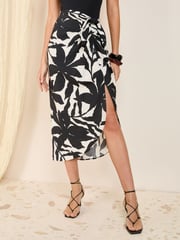 Friends Like These Floral Red Front Tie Sarong Skirt - Image 1 of 4