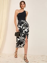 Friends Like These Floral Red Front Tie Sarong Skirt - Image 2 of 4