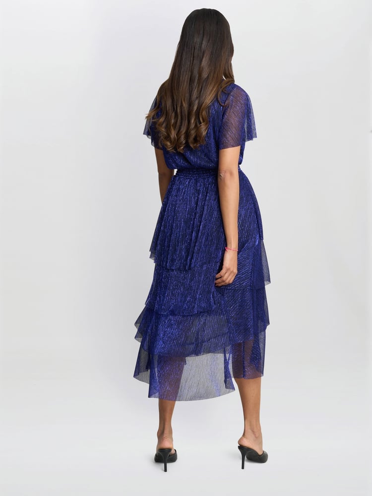 Gina Bacconi Cheri Metallic Knit Tiered Dress - Image 2 of 6