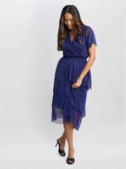 Gina Bacconi Cheri Metallic Knit Tiered Dress - Image 5 of 6