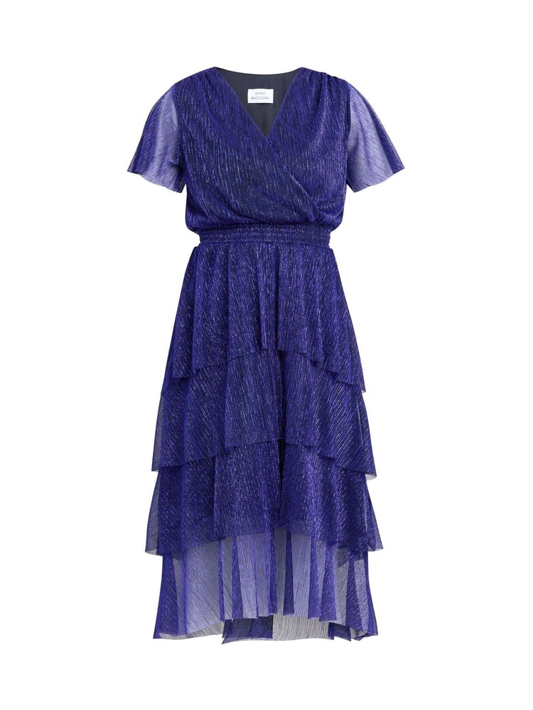 Gina Bacconi Cheri Metallic Knit Tiered Dress - Image 6 of 6