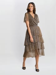 Gina Bacconi Cheri Metallic Knit Tiered Dress - Image 1 of 7